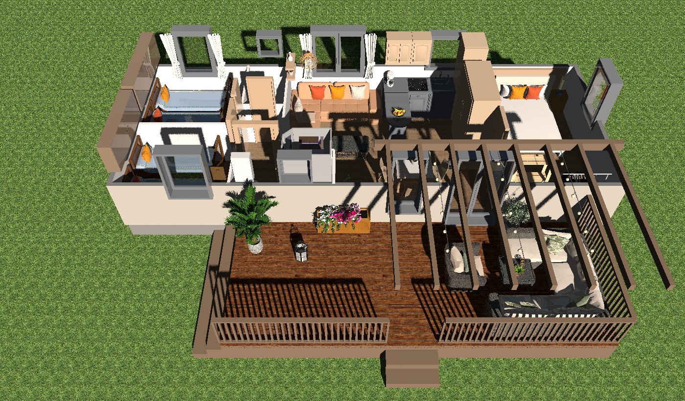 Chalet als 3D-Modell von oben